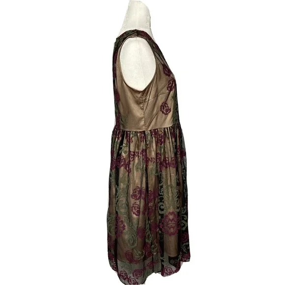 Sundance Lucky In Love Sleeveless Dress Size 10 Black Tulle Embroidered Overlay - Picture 8 of 16